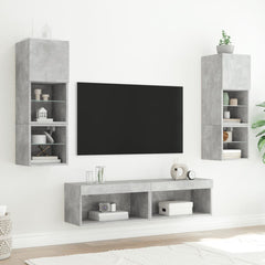 vidaXL TV Cabinets with LED Lights 2 pcs Concrete Grey 60x30x30 cm 4