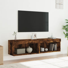 vidaXL TV Cabinets with LED Lights 2 pcs Smoked Oak 60x30x30 cm 5