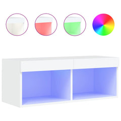 vidaXL TV Cabinet with LED Lights White 80x30x30 cm 2