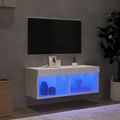 vidaXL TV Cabinet with LED Lights White 80x30x30 cm 3