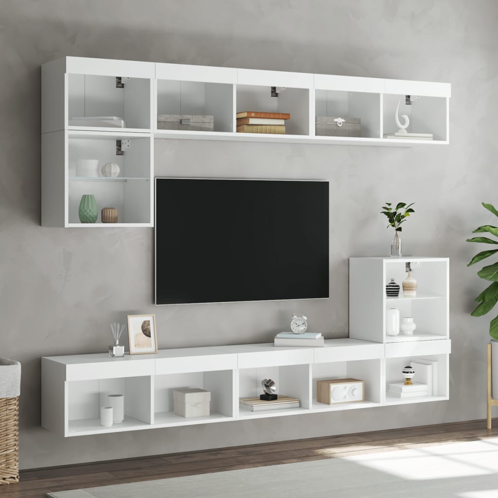 vidaXL TV Cabinet with LED Lights White 80x30x30 cm 4