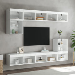 vidaXL TV Cabinet with LED Lights White 80x30x30 cm 4