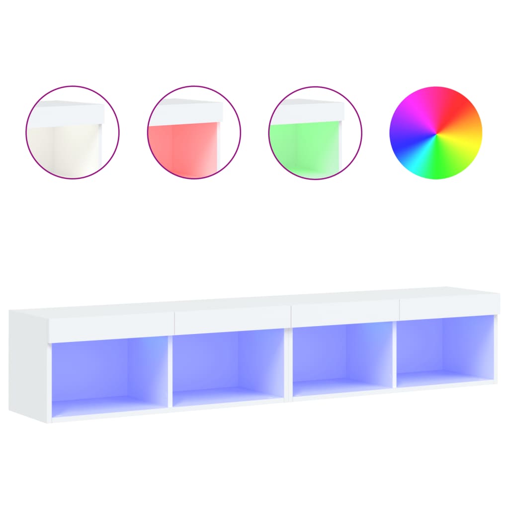 TV Cabinet Set with LED Lights 80x30x30 cm 2 pcs White