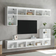 TV Cabinet Set with LED Lights 80x30x30 cm 2 pcs White
