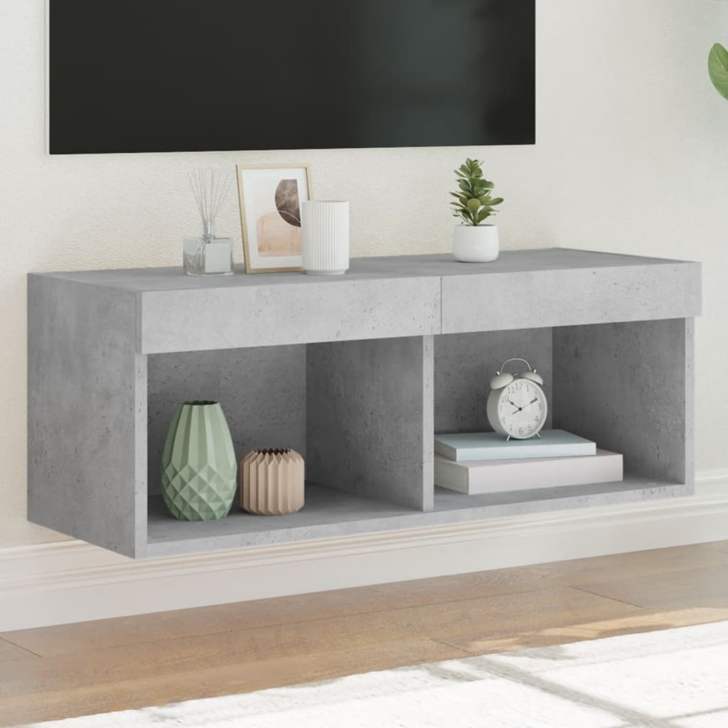 vidaXL TV Cabinet with LED Lights Concrete Grey 80x30x30 cm 1