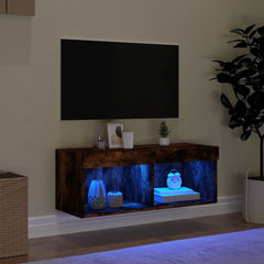 TV Cabinet with LED Lights 80x30x30 cm 1 Width 80 cm Smoked oak