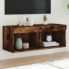 TV Cabinet with LED Lights 80x30x30 cm 1 Width 80 cm Smoked oak