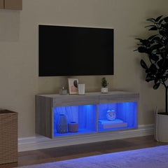vidaXL TV Cabinet with LED Lights Grey Sonoma 80x30x30 cm 3