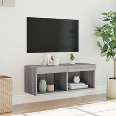 vidaXL TV Cabinet with LED Lights Grey Sonoma 80x30x30 cm 5
