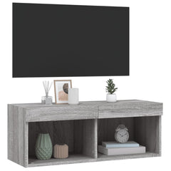 vidaXL TV Cabinet with LED Lights Grey Sonoma 80x30x30 cm 6