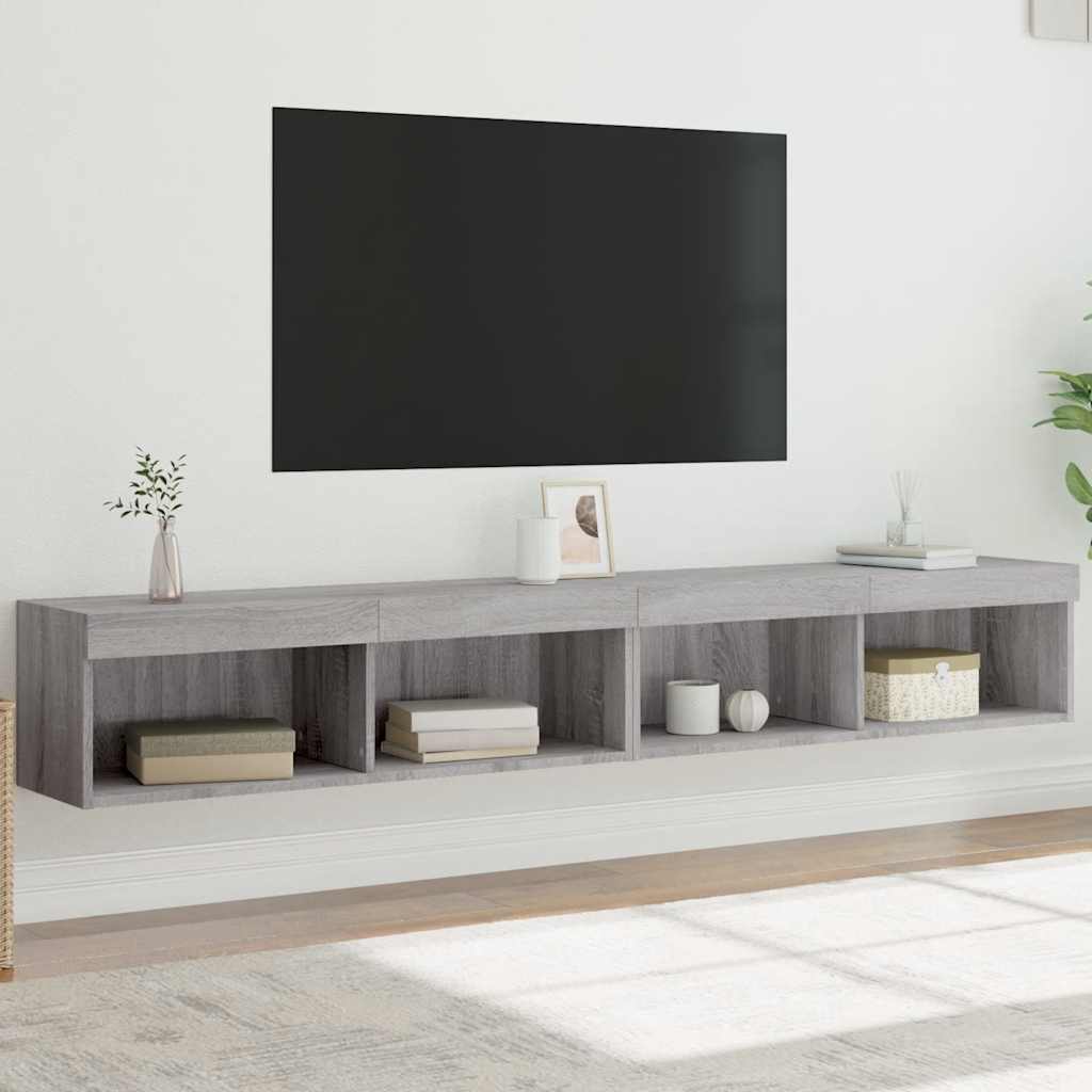 TV Cabinet Set with LED Lights 100x30x30 cm 2 pcs Grey sonoma