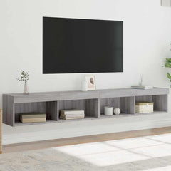 TV Cabinet Set with LED Lights 100x30x30 cm 2 pcs Grey sonoma