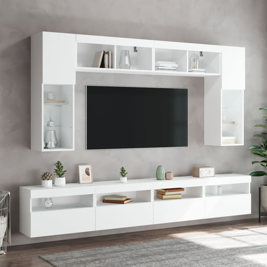 vidaXL TV Wall Cabinet with LED Lights White 60x30x40 cm 6