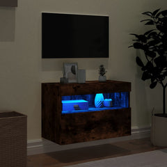 vidaXL TV Wall Cabinet with LED Lights Smoked Oak 60x30x40 cm 4
