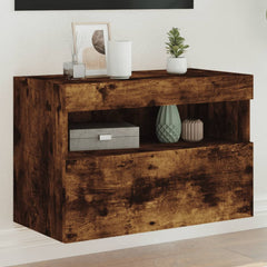 vidaXL TV Wall Cabinet with LED Lights Smoked Oak 60x30x40 cm 1