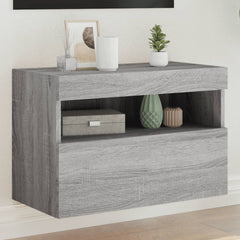 vidaXL TV Wall Cabinet with LED Lights Grey Sonoma 60x30x40 cm 1