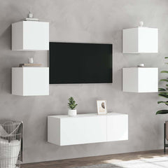 vidaXL TV Wall Cabinets with LED Lights 2 pcs White 30.5x35x30 cm 5