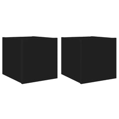 vidaXL TV Wall Cabinets with LED Lights 2 pcs Black 30.5x35x30 cm 2