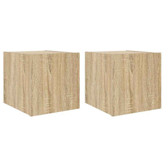 vidaXL TV Wall Cabinets with LED Lights 2 pcs Sonoma Oak 30.5x35x30 cm 2