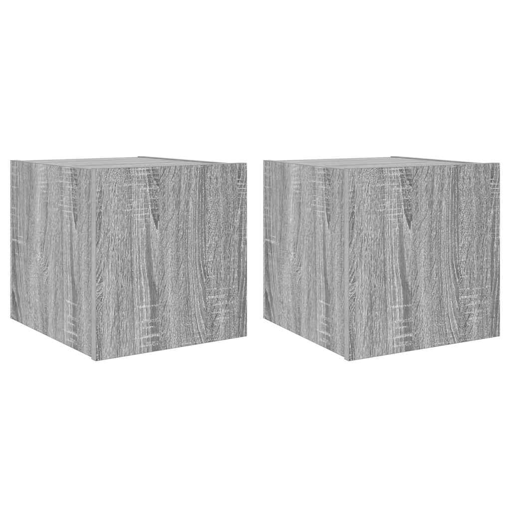 vidaXL TV Wall Cabinets with LED Lights 2 pcs Grey Sonoma 30.5x35x30 cm 2
