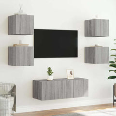 vidaXL TV Wall Cabinets with LED Lights 2 pcs Grey Sonoma 30.5x35x30 cm 5