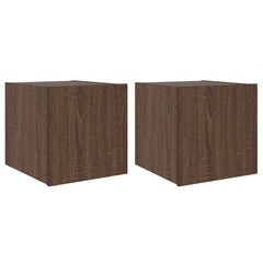 vidaXL TV Wall Cabinets with LED Lights 2 pcs Brown Oak 30.5x35x30 cm 2