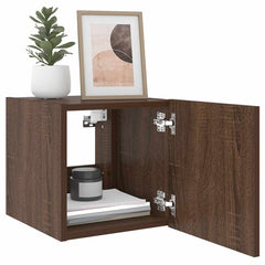 vidaXL TV Wall Cabinets with LED Lights 2 pcs Brown Oak 30.5x35x30 cm 6