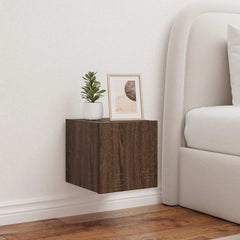 vidaXL TV Wall Cabinets with LED Lights 2 pcs Brown Oak 30.5x35x30 cm 1