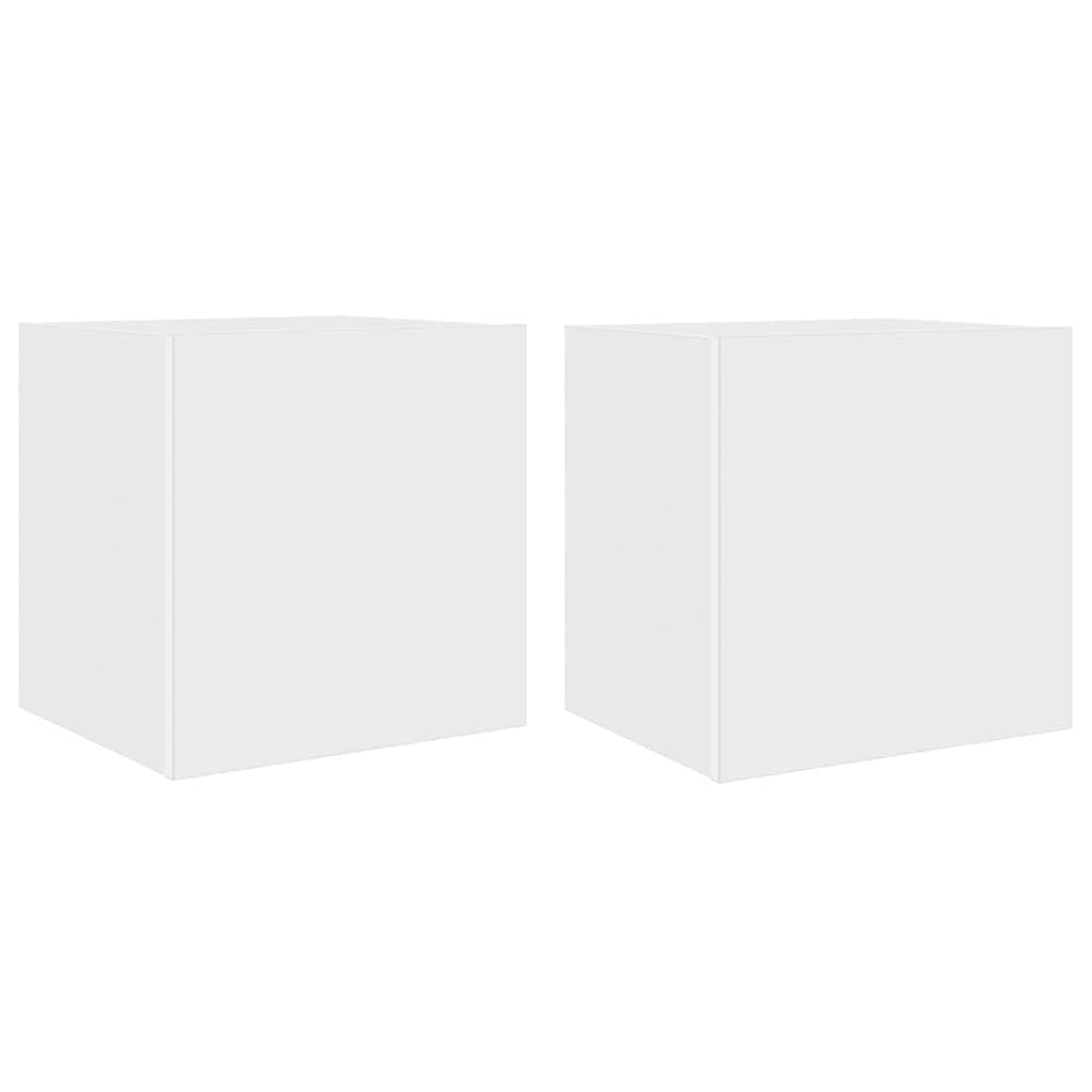 TV Wall Cabinets with LED Lights 40.5x35x40 cm 2 pcs White