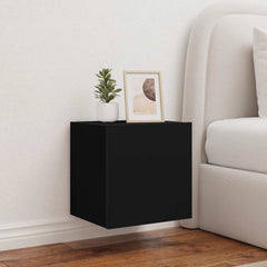 TV Wall Cabinets with LED Lights 40.5x35x40 cm 2 pcs Black