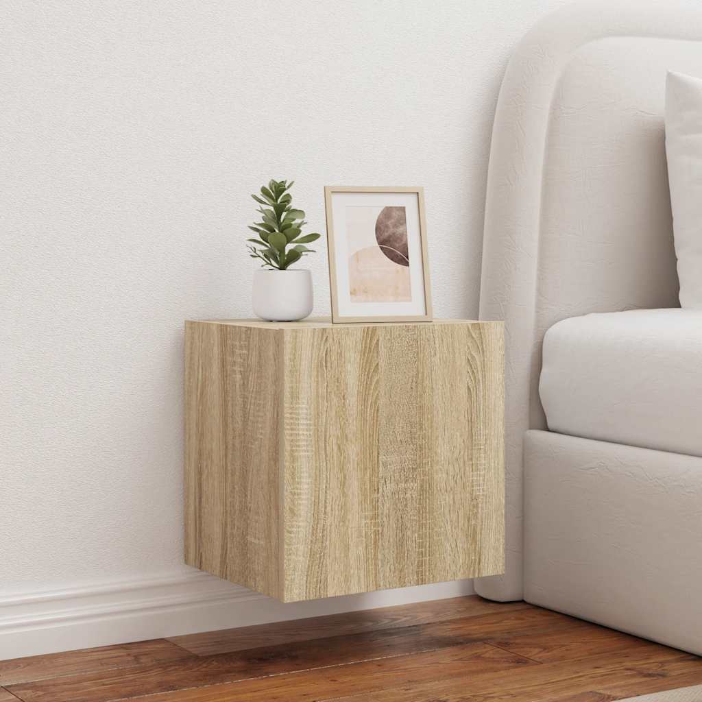 TV Wall Cabinets with LED Lights 40.5x35x40 cm 2 pcs Sonoma oak