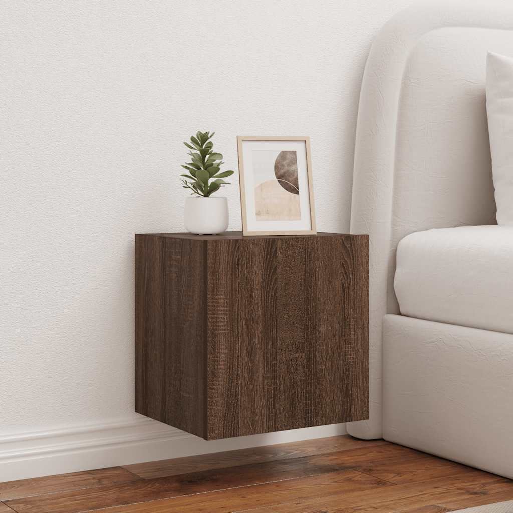 TV Wall Cabinets with LED Lights 40.5x35x40 cm 2 pcs Brown oak