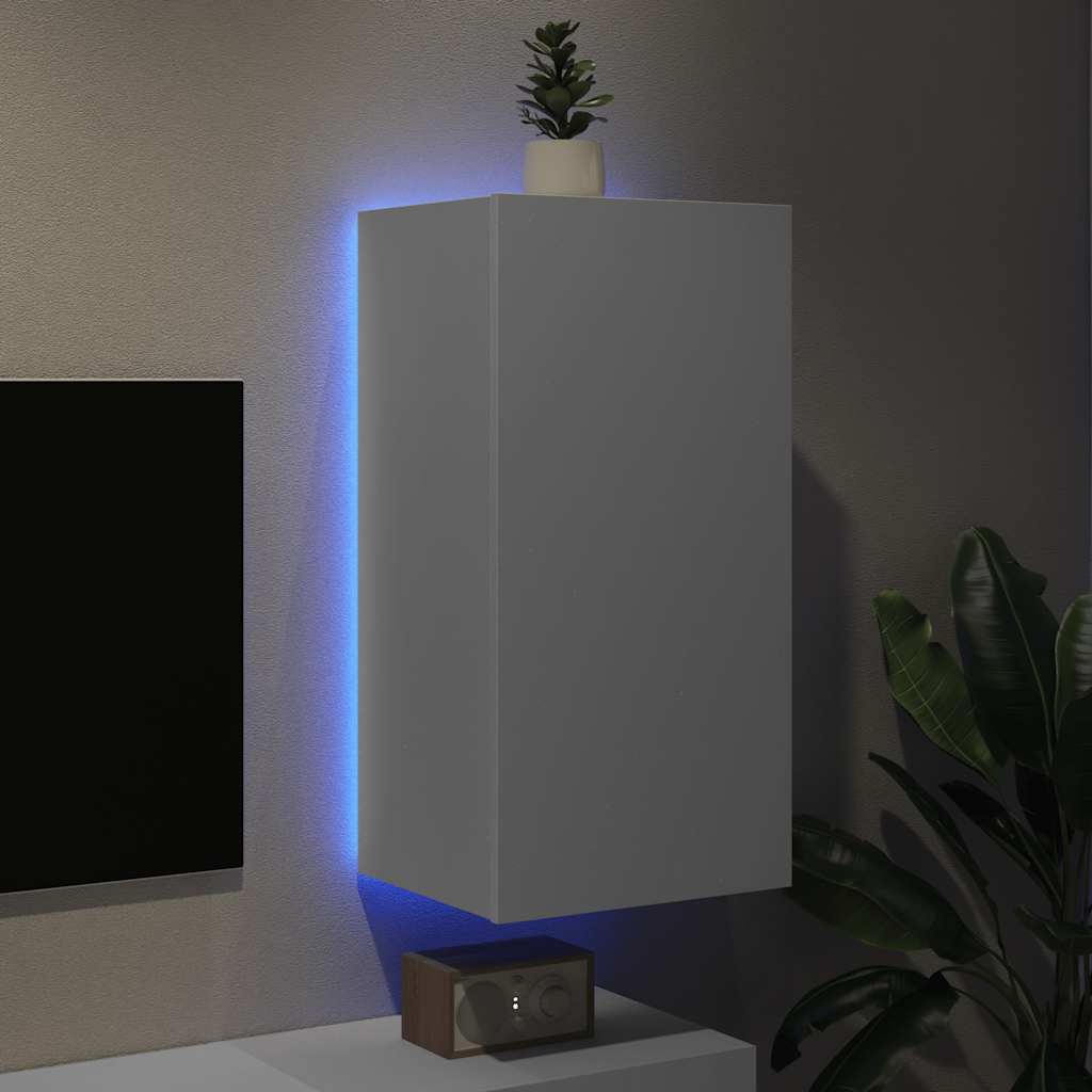 vidaXL TV Wall Cabinet with LED Lights White 40.5x35x80 cm 3