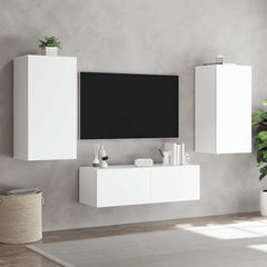 vidaXL TV Wall Cabinet with LED Lights White 40.5x35x80 cm 4