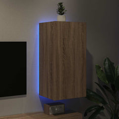 vidaXL TV Wall Cabinet with LED Lights Sonoma Oak 40.5x35x80 cm 3