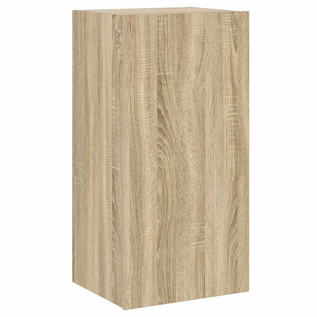 vidaXL TV Wall Cabinet with LED Lights Sonoma Oak 40.5x35x80 cm 6
