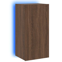vidaXL TV Wall Cabinet with LED Lights Brown Oak 40.5x35x80 cm 2