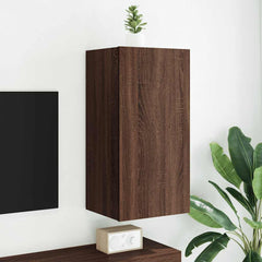 vidaXL TV Wall Cabinet with LED Lights Brown Oak 40.5x35x80 cm 1