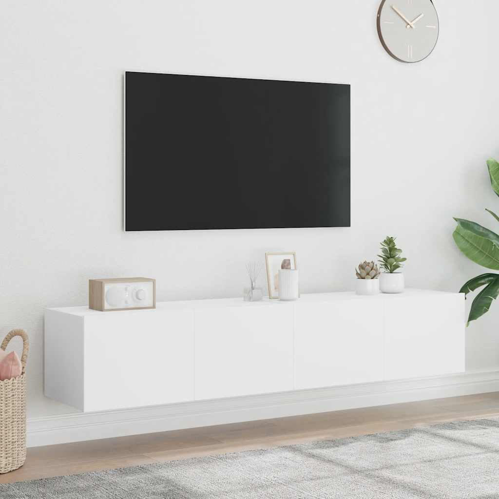 TV Wall Cabinets with LED Lights 80x35x31 cm 2 pcs White