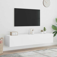 TV Wall Cabinets with LED Lights 80x35x31 cm 2 pcs White