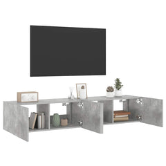 vidaXL TV Wall Cabinets with LED Lights 2 pcs Concrete Grey 80x35x31 cm 6