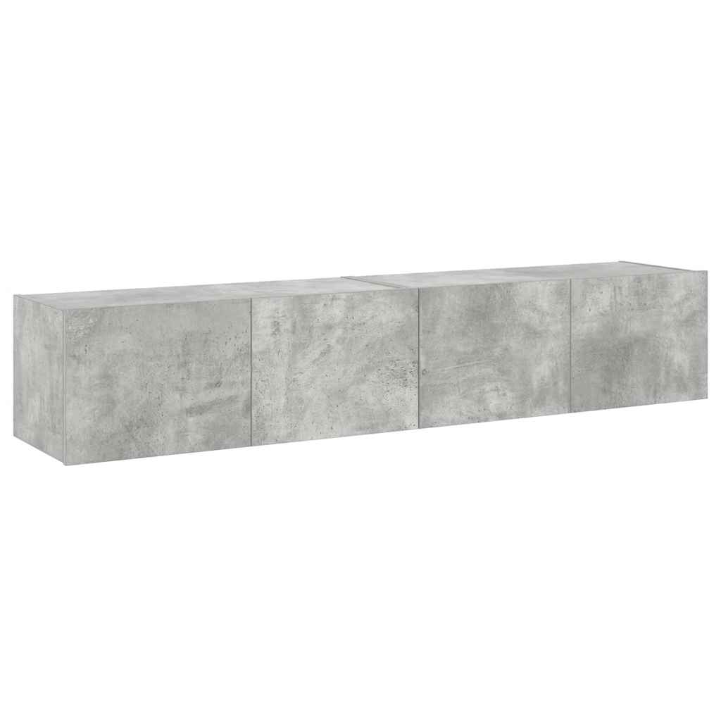 TV Wall Cabinets with LED Lights 80x35x31 cm 2 pcs Concrete grey