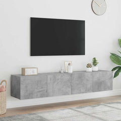 vidaXL TV Wall Cabinets with LED Lights 2 pcs Concrete Grey 80x35x31 cm 1