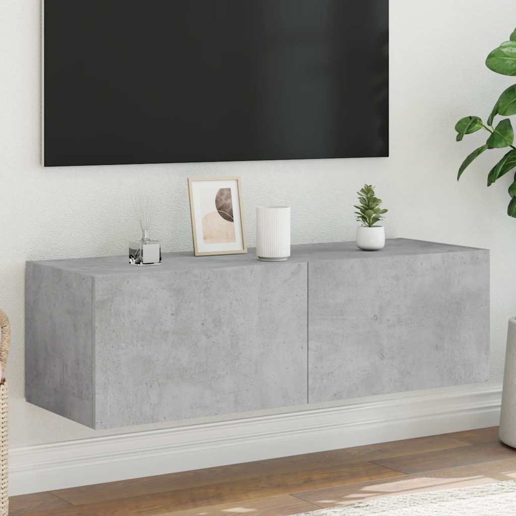 vidaXL TV Wall Cabinet with LED Lights Width 100 cm
