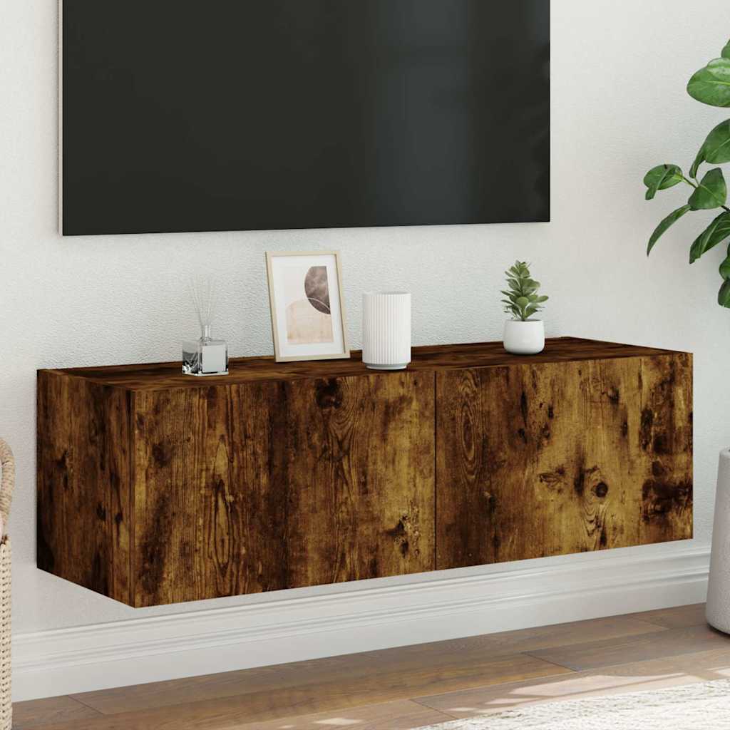 vidaXL TV Wall Cabinet with LED Lights Width 100 cm