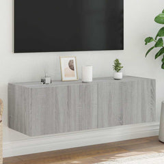 vidaXL TV Wall Cabinet with LED Lights Grey Sonoma 100x35x31 cm 1
