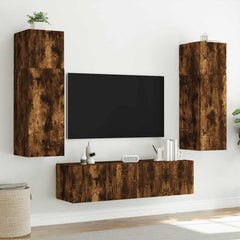 vidaXL TV Wall Cabinet with LED Lights Smoked Oak 60x35x41 cm 6