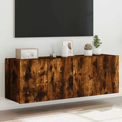 vidaXL TV Wall Cabinets with LED Lights 2 pcs Smoked Oak 60x35x41 cm 1