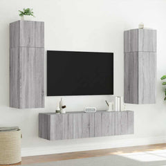 vidaXL TV Wall Cabinet with LED Lights Grey Sonoma 60x35x41 cm 5