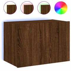 vidaXL TV Wall Cabinet with LED Lights Brown Oak 60x35x41 cm 2